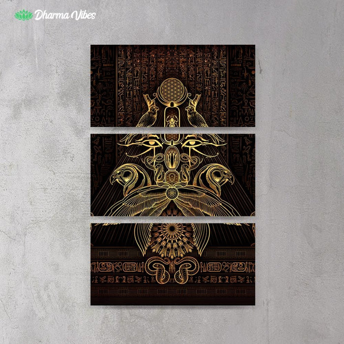 The Auspices of Horus - Golden by YantrArt 3-Piece Canvas
