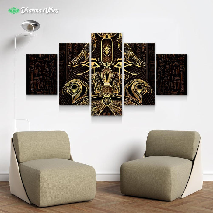The Auspices of Horus - Golden by YantrArt 5-Piece Canvas
