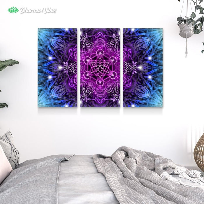 The Purple Merkabah by YantrArt 3-Piece Canvas