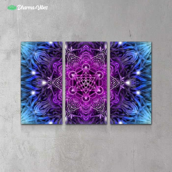The Purple Merkabah by YantrArt 3-Piece Canvas