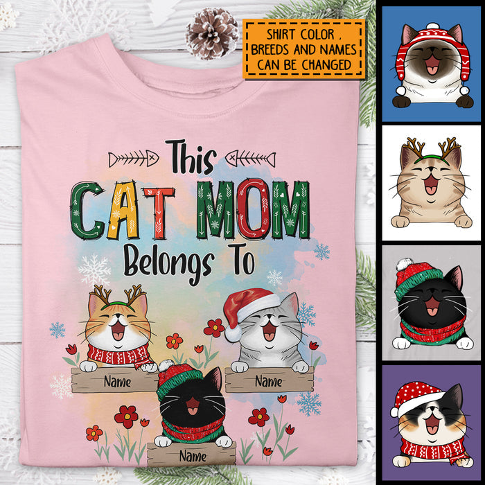 This Cat Mom Belongs To, Cats And Flowers T-shirt, Personalized Cat Breeds T-shirt, Gifts For Cat Lovers