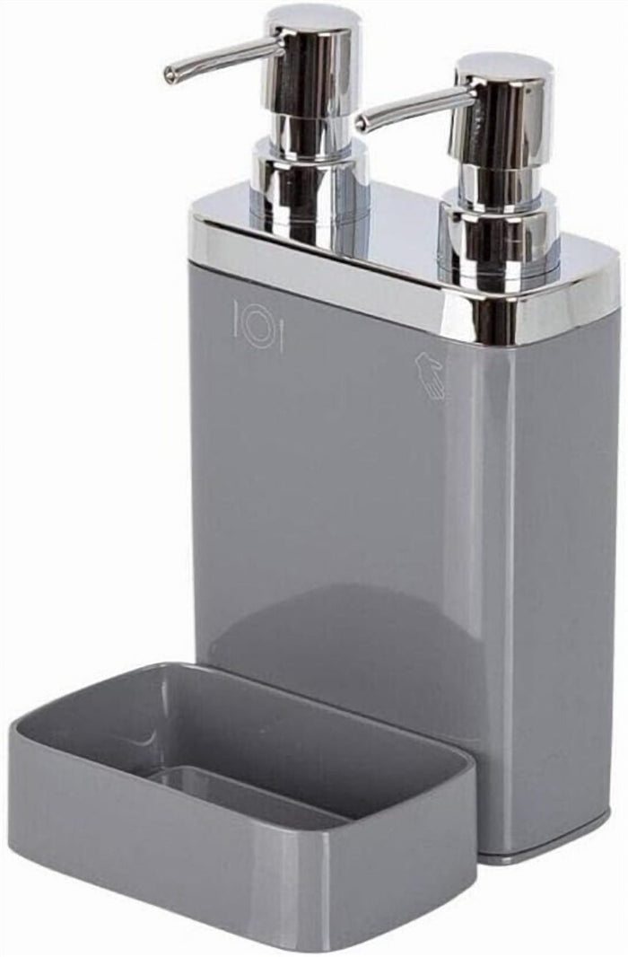 Twin Pump Soap Dispenser with Sponge Holder for Kitchen Sink