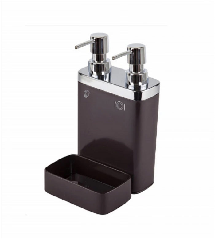 Twin Pump Soap Dispenser with Sponge Holder for Kitchen Sink