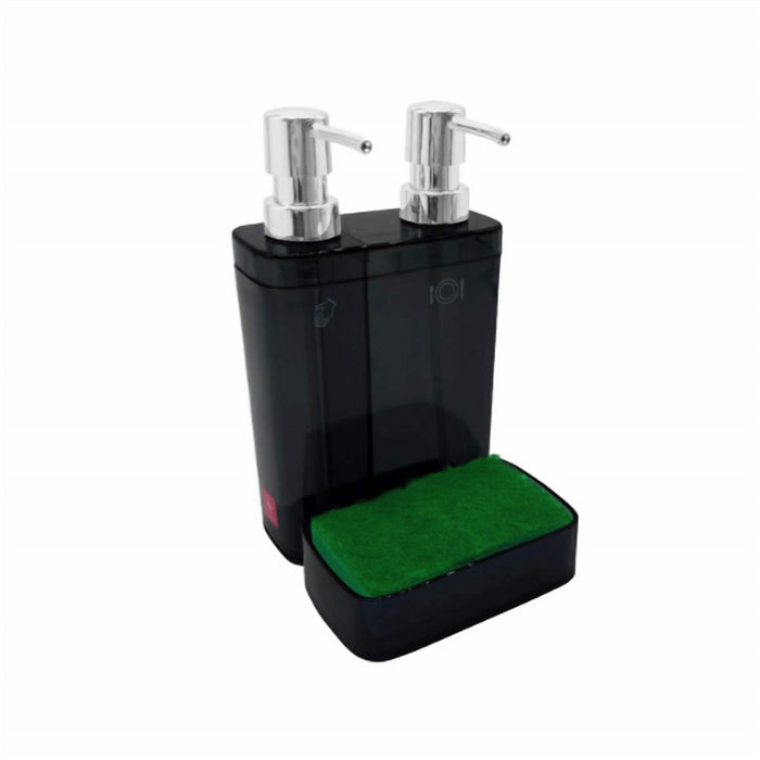 Twin Pump Soap Dispenser with Sponge Holder for Kitchen Sink