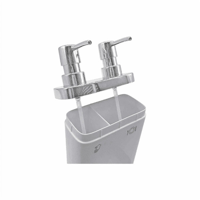 Twin Pump Soap Dispenser with Sponge Holder for Kitchen Sink