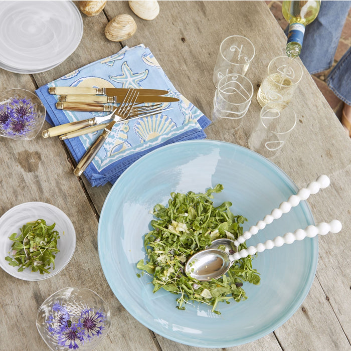 White Pearled Salad Servers