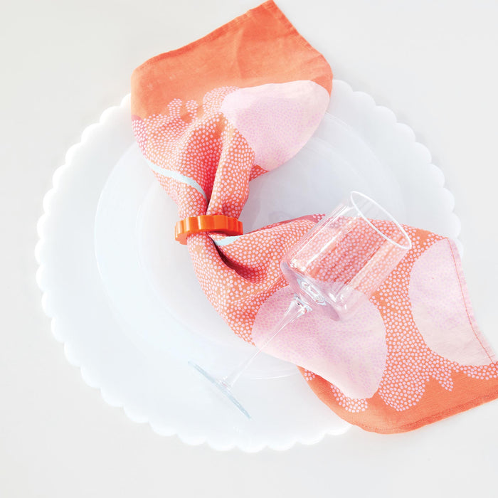 White Scalloped Acrylic 15" Placemat Set of 2
